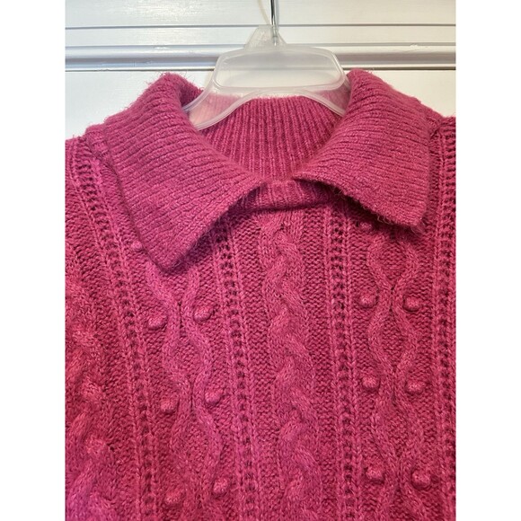 Free People Everyday Cloud Hot Pink pullover Cable Knit Soft Sweater size Small - Picture 3 of 8